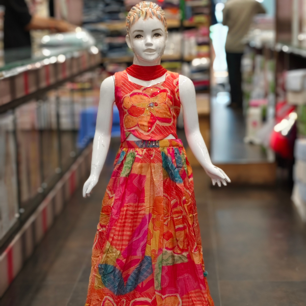 Muslin Silk Lehenga Choli for Girls with Vibrant Print for Festive Dressing