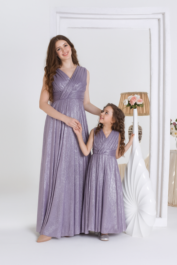 Shimmer Sleeveless Fluffy Party Gown - Lavender