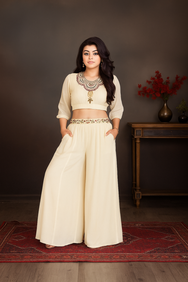 Chiku crop top style palazzo suit